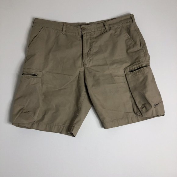 Nike Mens The Athletic Dept Khaki Solid Pockets Cargo Shorts Size 36‎ J26 - Picture 1 of 6